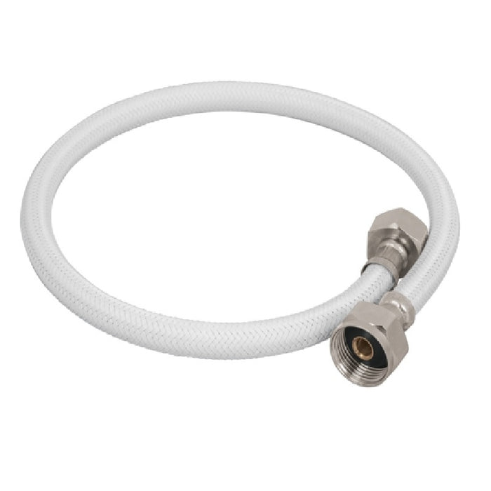 MANGUERA FLEXIBLE PARA WC, 50 CM, 1/2"X7/8", TRENZADO DE VINILO BLANCO