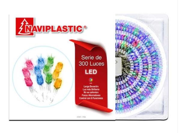 SERIE DE LUCES 300L LED AZUL/BLANCO CABLE TRANSPARENTE EN EXHIIDOR