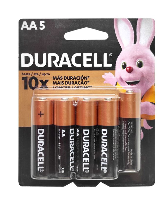 PILA ALCALINA DURACELL AA CON 5 PIEZAS  (1500 B4)