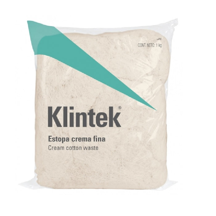 ESTOPA EN BOLSA DE 1 KG, COLOR CREMA, KLINTEK