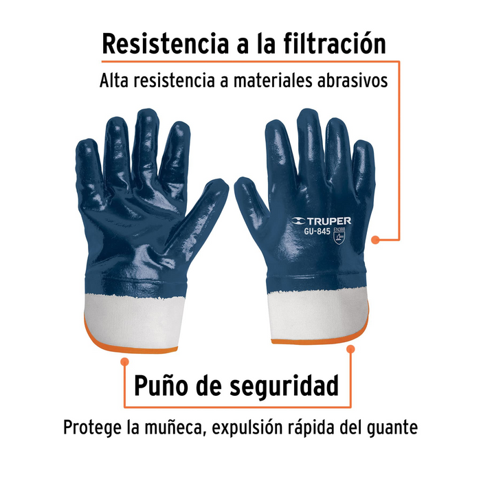 GUANTES DE ALGODON RECUBIERTOS DE NITRILO PUÑO SEGURIDAD