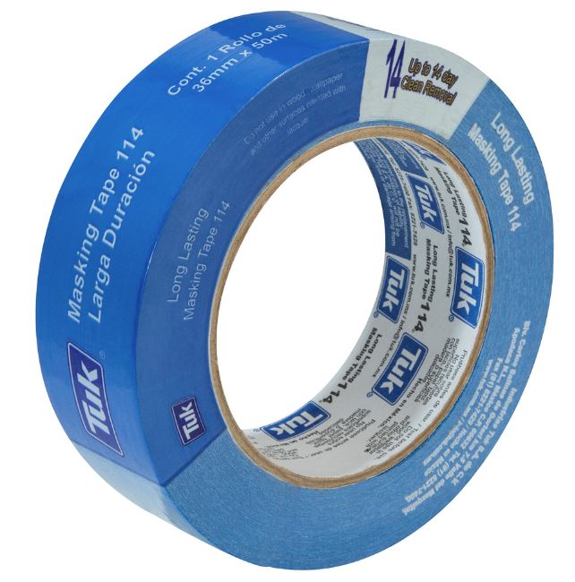 CINTA MASKING TAPE AZUL TUK, DE 36MM X 50 MTS