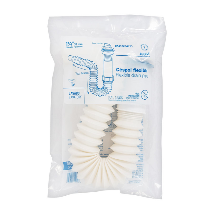 CESPOL FLEXIBLE PARA LAVABO CON CONTRA POLIPROPILENO 1-1/4'