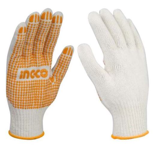 GUANTES DE ALGODON PUNTOS DE PVC  T10 INGCO