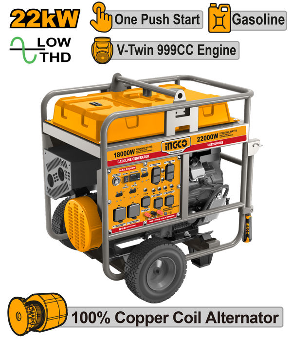 GENERADOR ELECTRICO A GASOLINA, 22KW, 110-120/220-240 3600 RPM INGCO