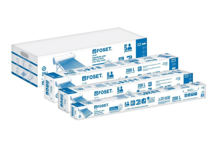 CALENTADOR DE AGUA SOLAR FOSET, DE 18 TUBOS PARA 200 LITROS