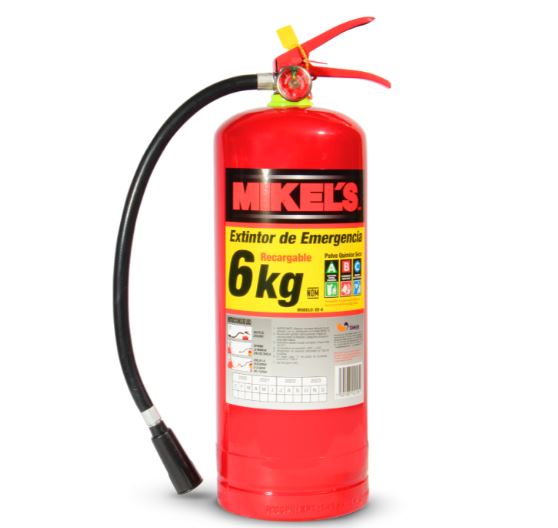 EXTINTOR DE EMERGENCIA RECARGABLE 6 KG MIKELS