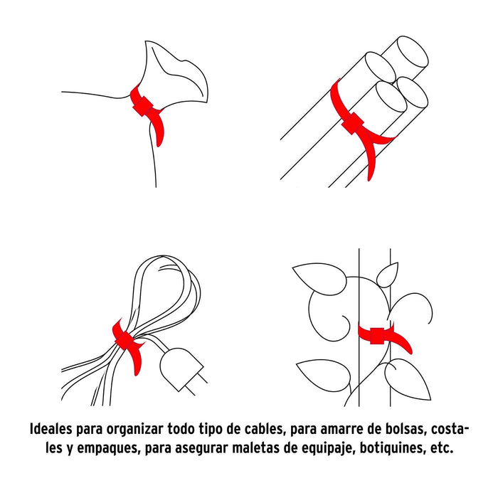 CINCHOS DE PLASTICO, 15 CM, 40 LBS, ROJO