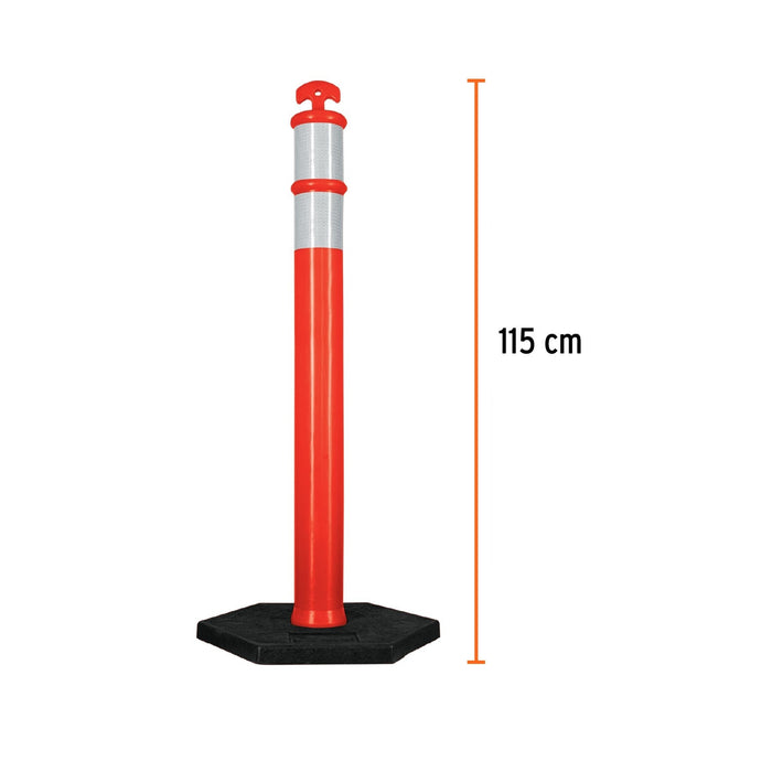 POSTE DELIMITADOR DE 115 CM DE ALTO CON BASE Y REFLEJANTE