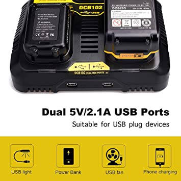 CARGADOR DEWALT, 2 PUERTOS Y USD 12V - 20V MAX* JOBSITE CHARGING STATION