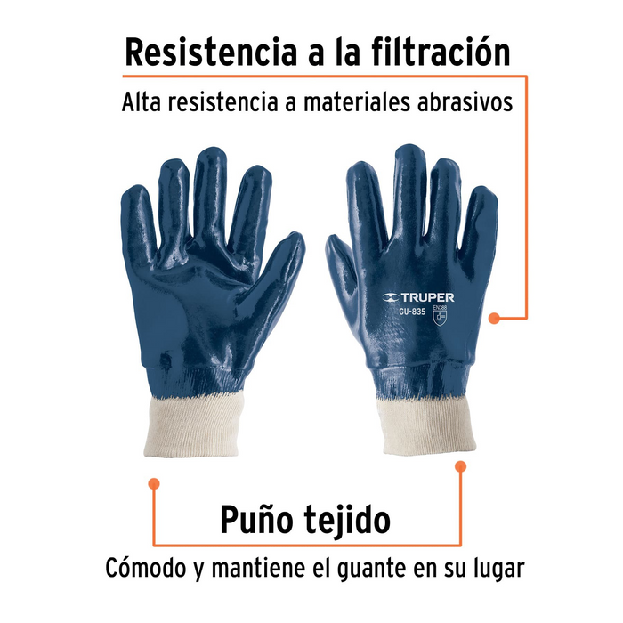 GUANTES DE ALGODON RECUBIERTOS DE NITRILO PUÑO TEJIDO